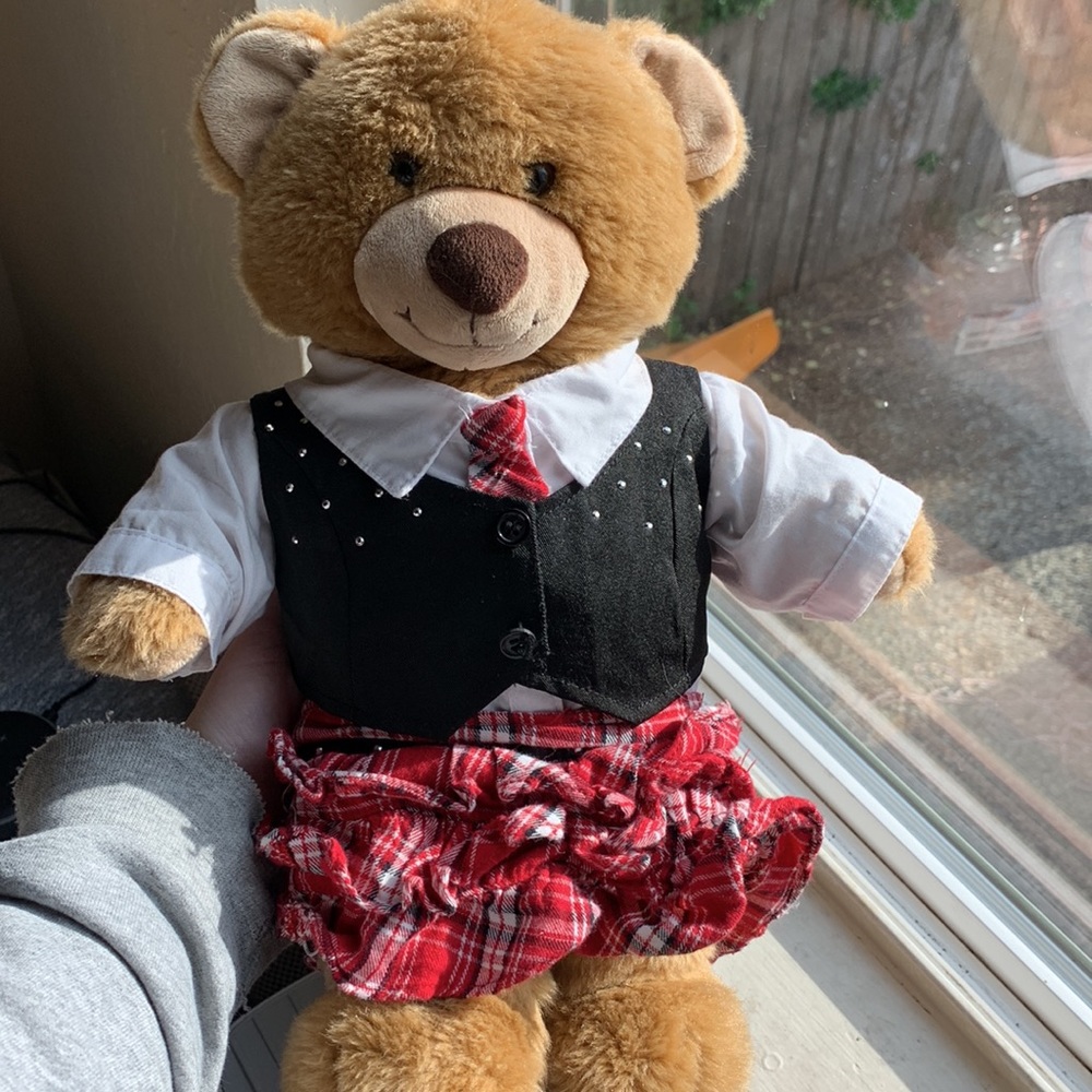 Pop punk Build-A-Bear with skirt and tie